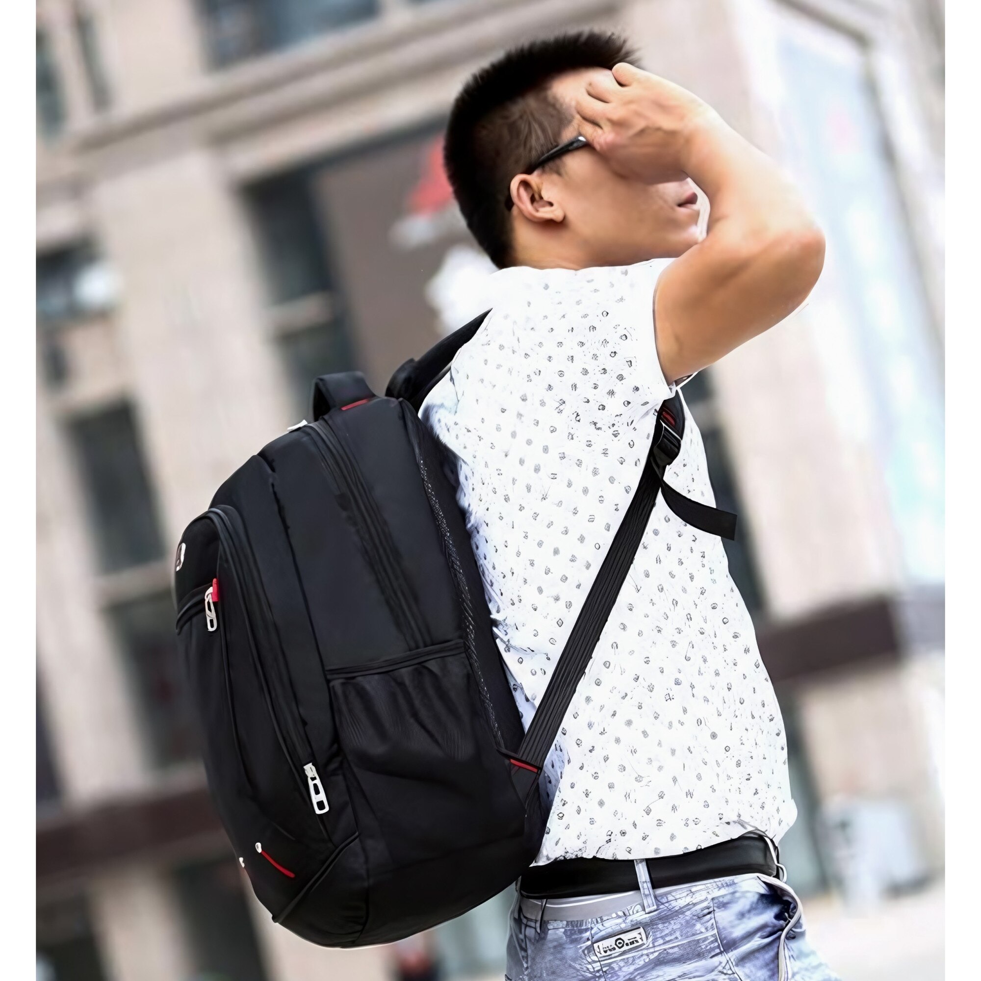 Rucsac pentru Laptop RETOO Glam, Material Oxford, Impermeabil, Fermoar, Capacitate 30 L, Destinatie Scoala, Serviciu, Calatorie, Negru