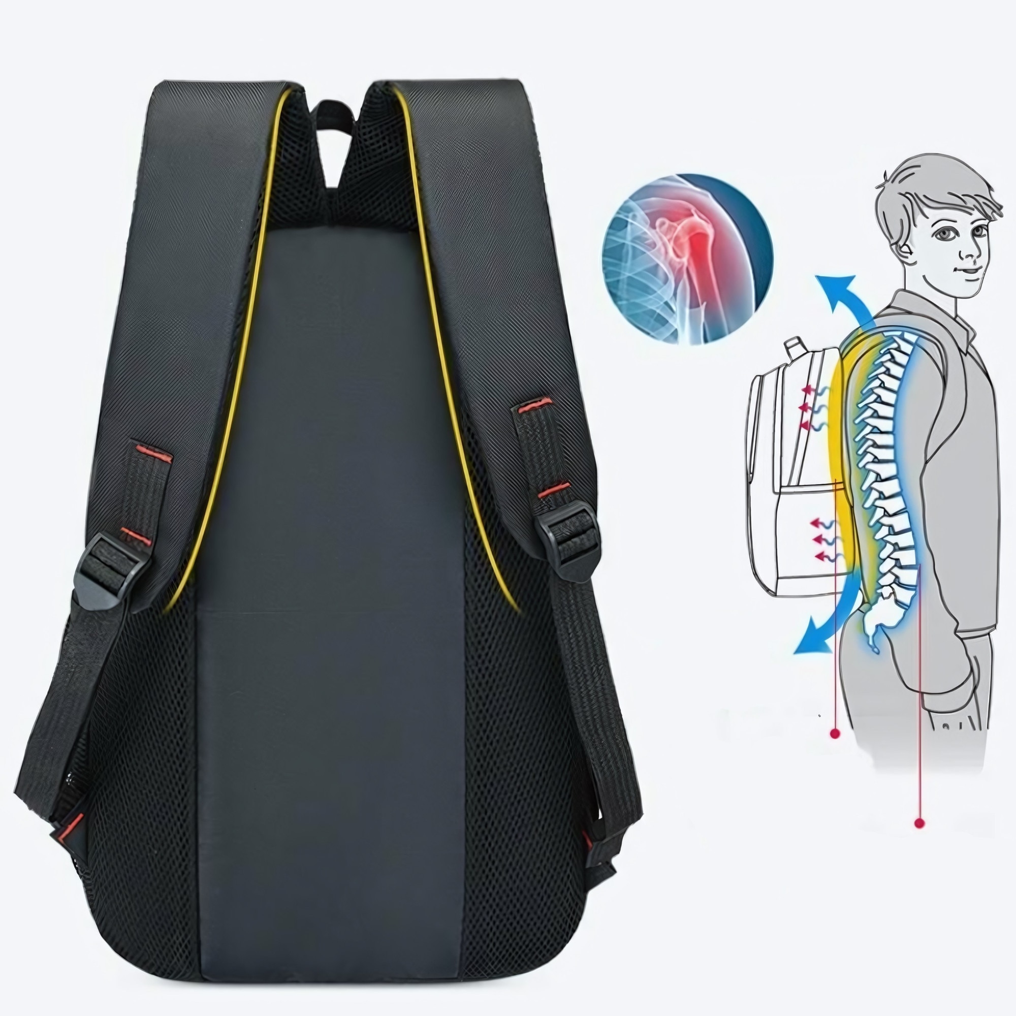 Rucsac pentru Laptop RETOO Glam, Material Oxford, Impermeabil, Fermoar, Capacitate 30 L, Destinatie Scoala, Serviciu, Calatorie, Negru