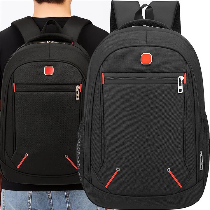 RETOO Glam Laptop hátizsák, Oxford anyag, Vízálló, Cipzáras, 30 literes űrtartalom, Iskolai, munkahelyi, utazási célra, Fekete