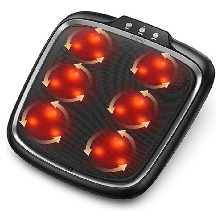 RENPHO Масажор за крака с подгряване, Шиацу, електрически масаж на стъпалата, регулируема скорост на масажа