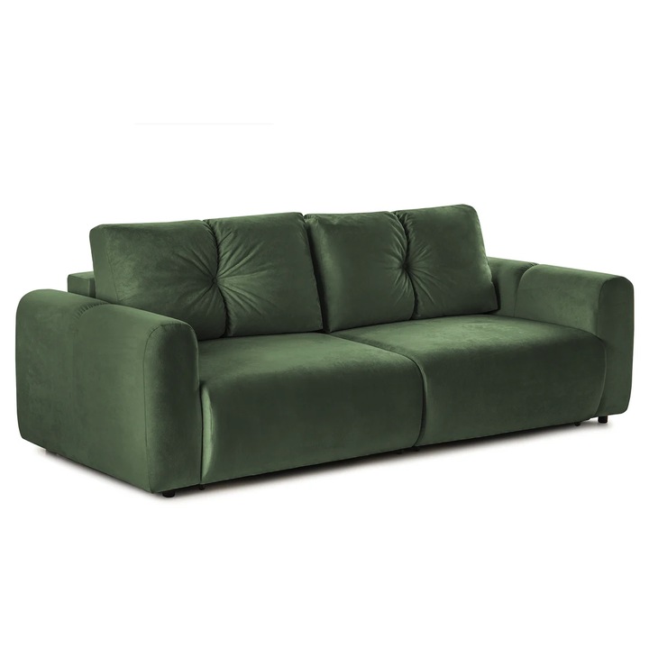 Canapea Extensibila 3 locuri GEORGIA, Modulara cu 2 lazi depozitare, 248x110x90 cm, Verde - Havana