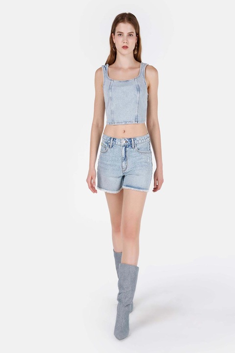 COLIN'S, Blugi scurti cu margini nefinisate, Albastru melange