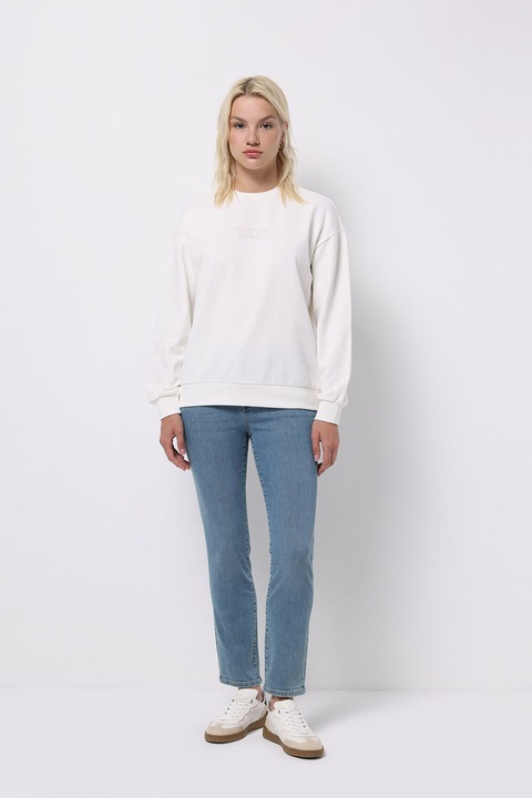 COLIN'S, Blugi crop slim fit cu talie medie, Albastru prafuit