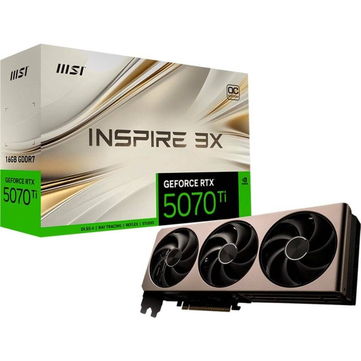 Placa video MSI GeForce RTX 5070 Ti 16G INSPIRE 3X OC (DLSS 4, 3x DisplayPort, 1x HDMI 2.1)