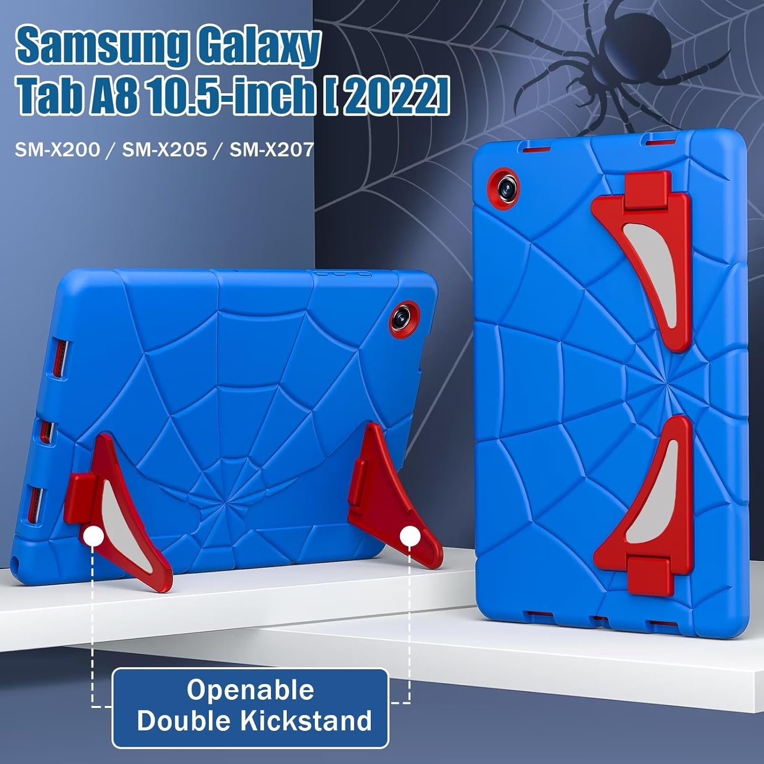 Husa Sigloo pentru iPad 9.7" (iPad 5/6, Air 2, Pro 9.7) – 3 Straturi Protectie, Suport Integrat, Protectie 360, Albastru Spider