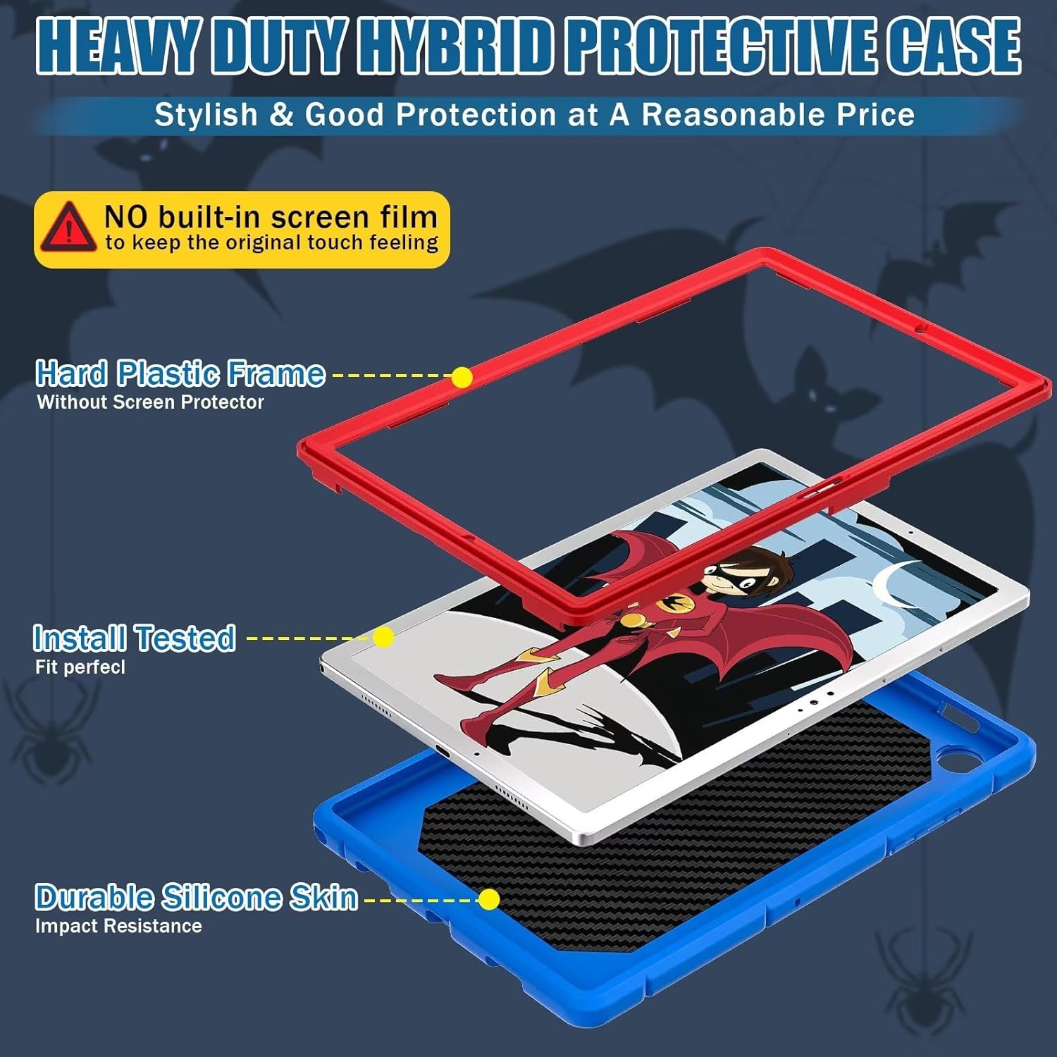Husa Sigloo pentru iPad 9.7" (iPad 5/6, Air 2, Pro 9.7) – 3 Straturi Protectie, Suport Integrat, Protectie 360, Albastru Spider