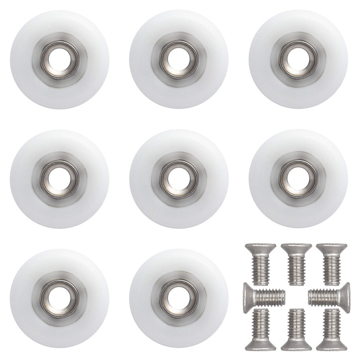 Set de roti pentru cabina de dus de 23 mm, rezerva, 8 bucati, Livorza®