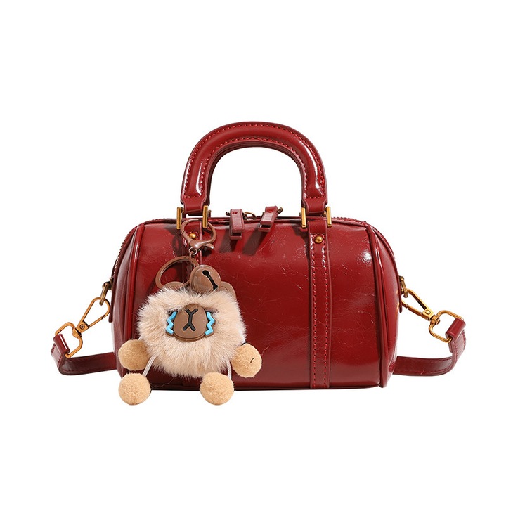 Női táska, ökológiai bőr, vintage, mini, piros