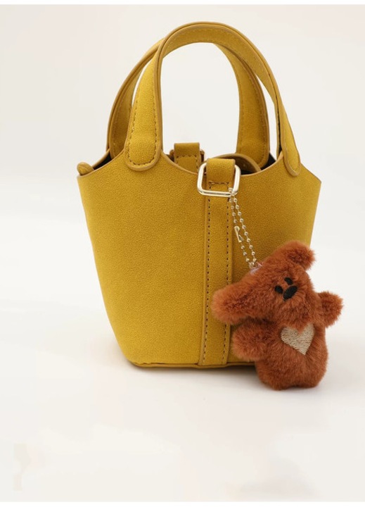 Geanta mini bucket pentru femei, design de nisa, material polimer, dimensiuni mici