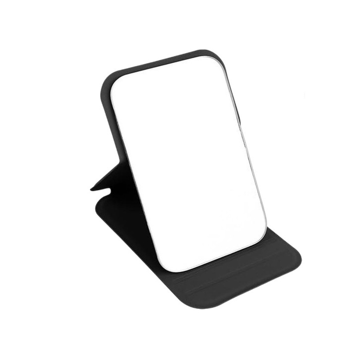 Oglinda cosmetica portabila pliabila cu suport, 10.5x7cm, negru