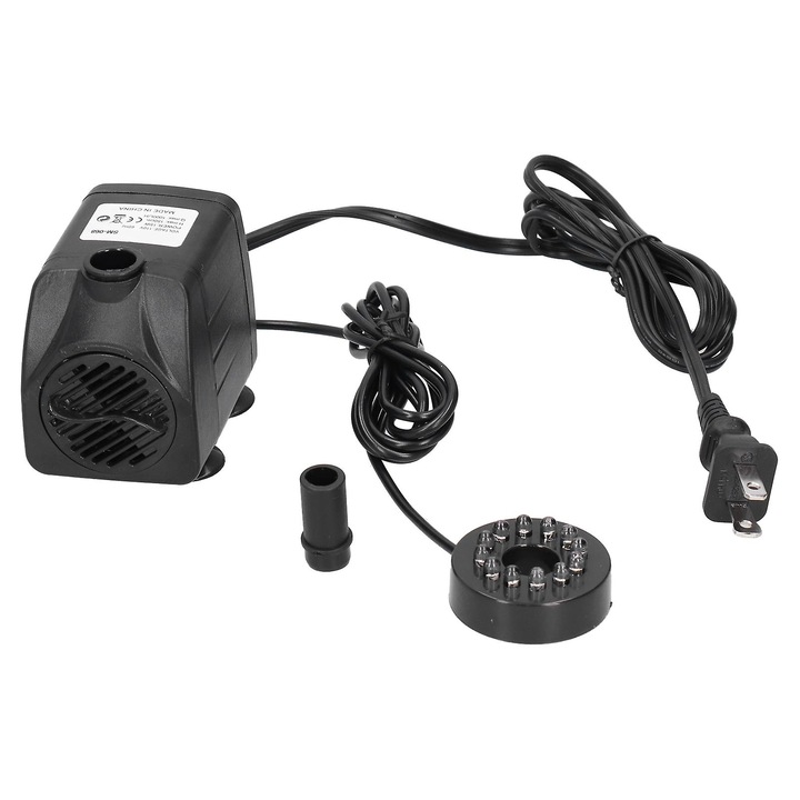 Pompa submersibila, cu LED colorat, 10x15x22cm, pentru acvariu, negru