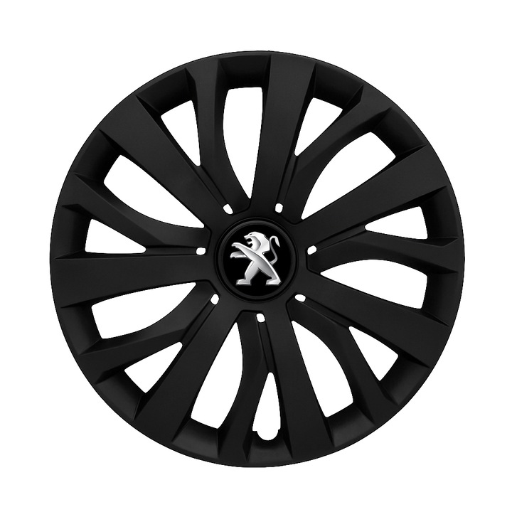 Set 4 Capace Roti R15 AutoSSF ®, Potrivite Jantelor de 15 inch, pentru PEUGEOT, Model 345, Black Edition