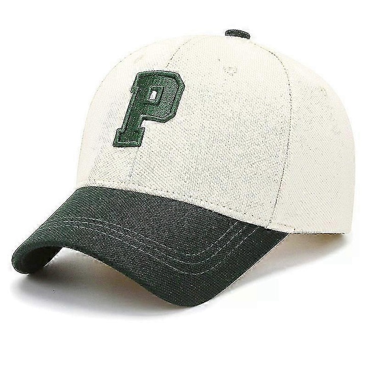 Caciula de baseball cu protectie solara, bej/verde, 56-60cm, design modern, logo brodat