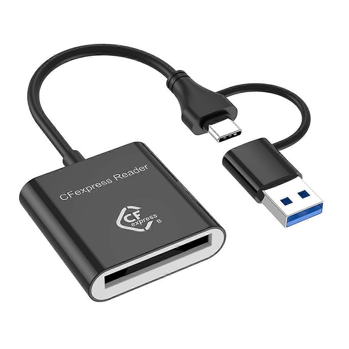 Adaptor CFexpress Type B, 10Gbps, USB 3.2 Gen2, Tip-C si USB-A, compatibilitate larga