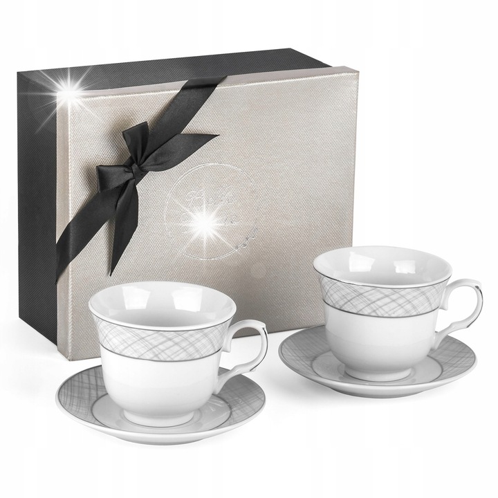 Комплект 2 чаши с чинийки или Тадар Бела Фегуро Трато, бял, 250 мл, 7,5x9,5см