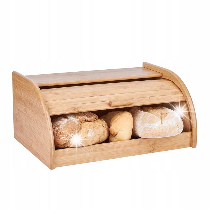 Кутия за храна Tadar, бамбукова кутия за хляб, 27x40x18см, кафява, 1 елемент
