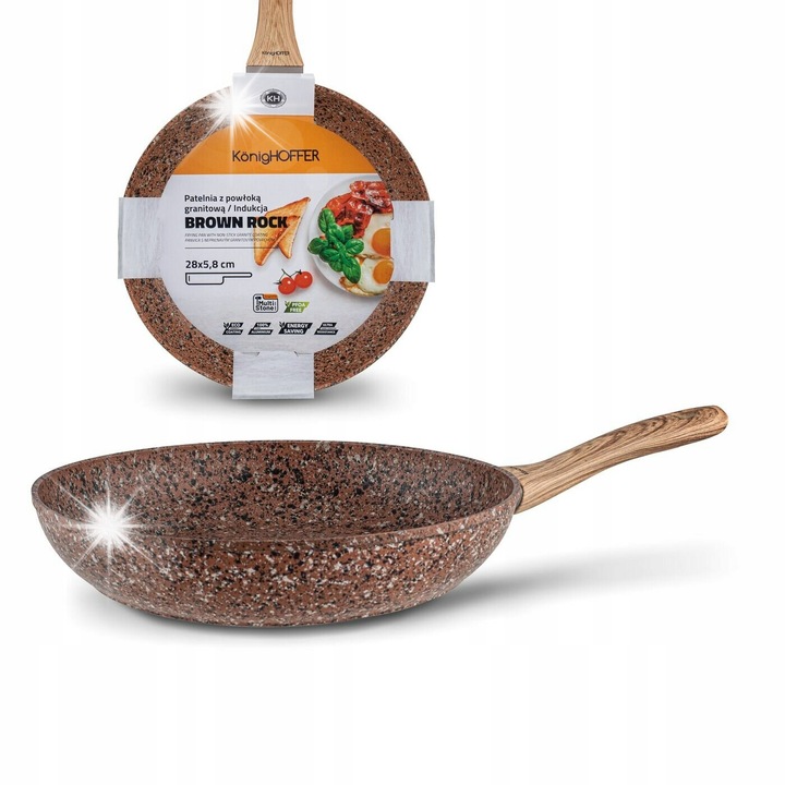 Индукционен тиган KonigHOFFER Brown Rock, 28см, незалепващ, 1 елемент, цвят кафяв