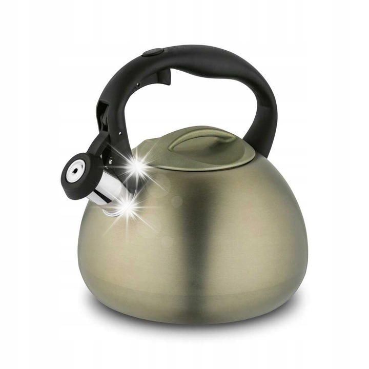 Caspio 3 literes rozsdamentes acél teáskanna, zöld, matt, biztonsági mechanizmussal, minden típusú főzőlaphoz