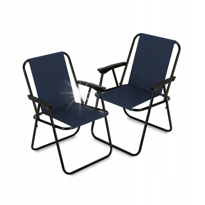 Комплект къмпинг столове Tadar, 2 броя, материал OXFORD 600D, черен и тъмносин, 75x53x55см