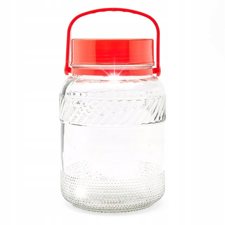 Sloit стъклена бутилка с капак Tadar 12 л, червен, прозрачен, с дръжка