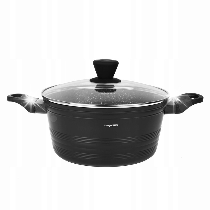 Konighoffer Willow fedeles edény 4,3 l, alumínium, tapadásmentes, 24 cm, fekete, 2 darabos készlet