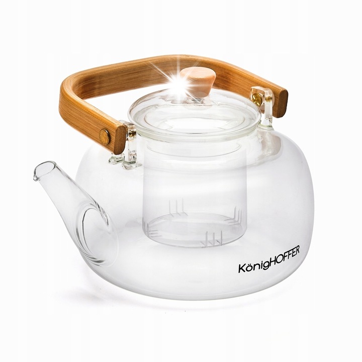Bario teáskanna szűrővel, boroszilikát üveg, átlátszó, 0,9L
