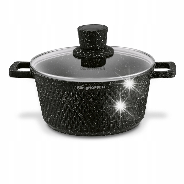 Konighoffer Escuro márványfazék fedővel, 2,5L, 20cm, fekete, szett