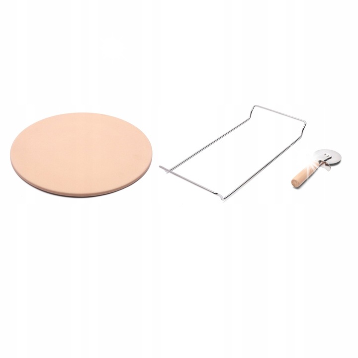 Сет камък за пица със стойка и нож Konighoffer, 33см, естествен цвят