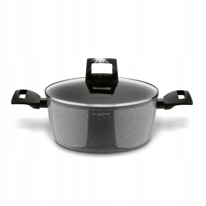 Konighoffer Jukon fazék fedővel, 4 l, márvány, 24 cm, tapadásmentes, szürke