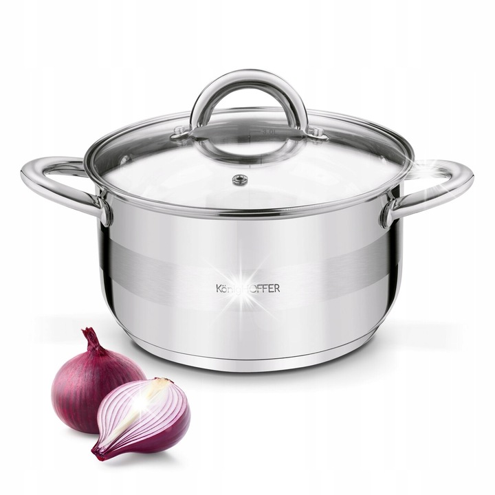 Konighoffer Faro 3,4L rozsdamentes acél fazék fedővel, 20 cm, ezüst, minden típusú főzőlaphoz