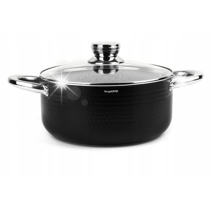 Konighoffer Harrison gránit edénykészlet, 24 cm, 4,4 l, fekete, 2 részes