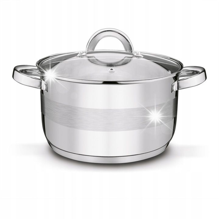 Тенджера от неръждаема стомана Tadar Roger Strong 4,4л, със стъклен капак, 22см, сребриста