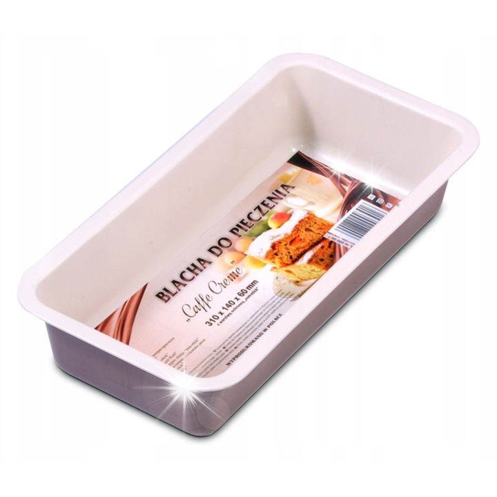 Тава за печене, SNB, правоъгълна, метална, незалепваща, 31x14см, цвят бронз