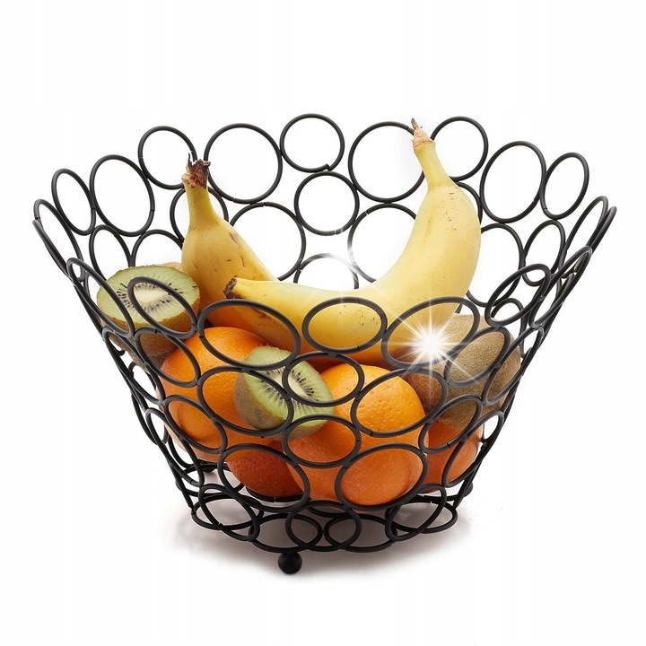 Fémkosár gyümölcsöknek Tadar Koleczka 30x30x18cm, fekete, légies design