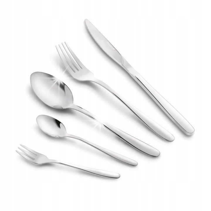 Evőeszközkészlet 30 darabos, Tadar, 6 személyes, rozsdamentes acélból, ezüst, könnyen tisztítható