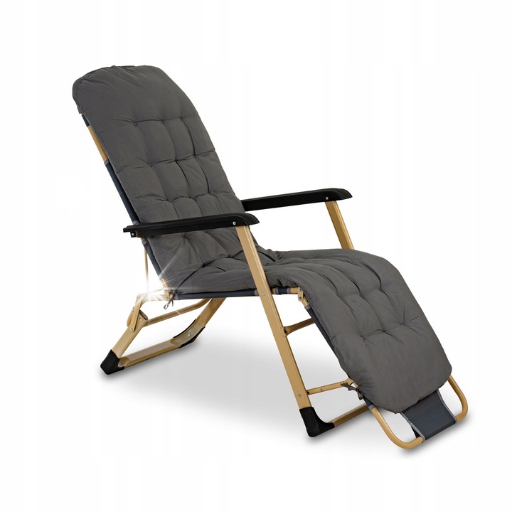 Tadar strand nyugágy párnával, 178x60x92cm, szürke, 2 darabos szett