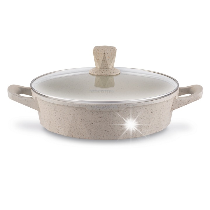 Mély serpenyő rövid fogantyúval Konighoffer Corte 28cm, tapadásmentes, krém, fedővel szett