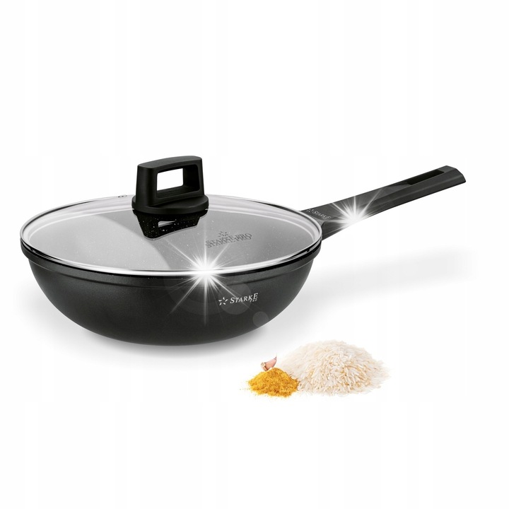 Уок тиган Starke Pro Taylor Marble 28 см, комплект с капак, черен, 49,5x29,5x12,5 см