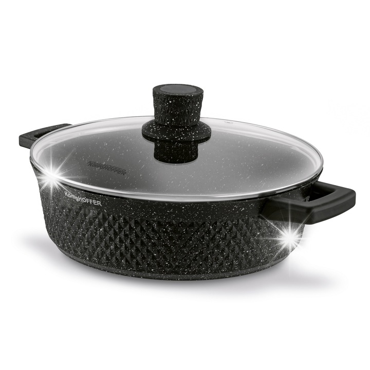 Дълбок тиган с капак, KonigHOFFER, черен гранит, 28см, 2 части