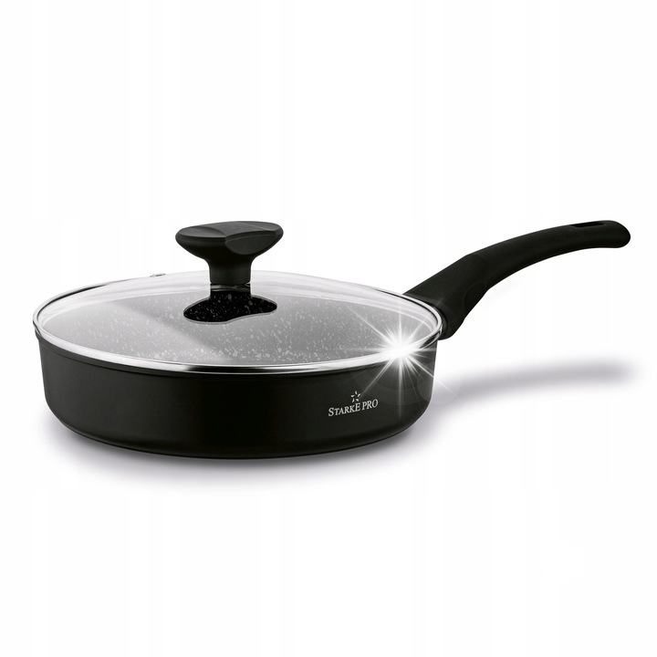 Starke Pro Dante serpenyő 24 cm, tapadásmentes, fedővel, alumínium, fekete, 2 darabos