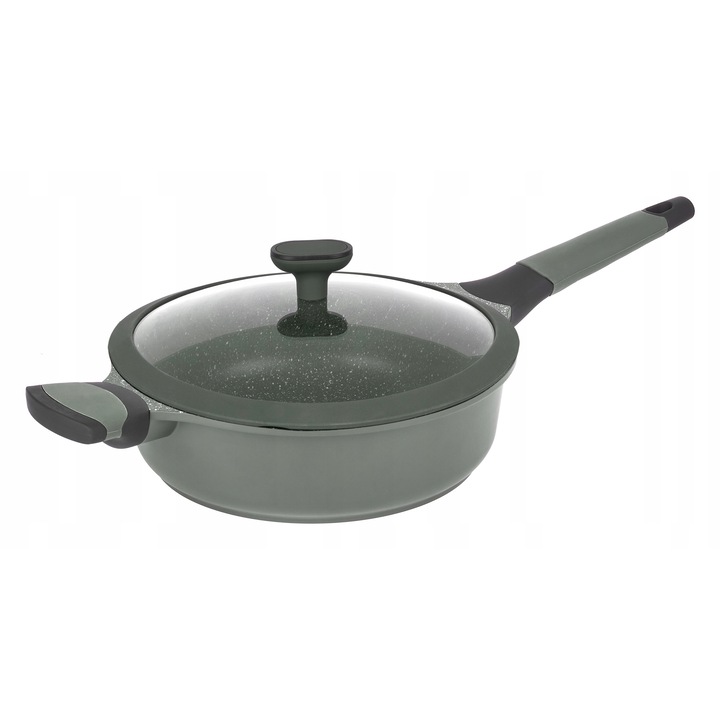 Тиган Starke Pro Viridi 24 см, алуминий, незалепващ, сиво-зелен, с капак
