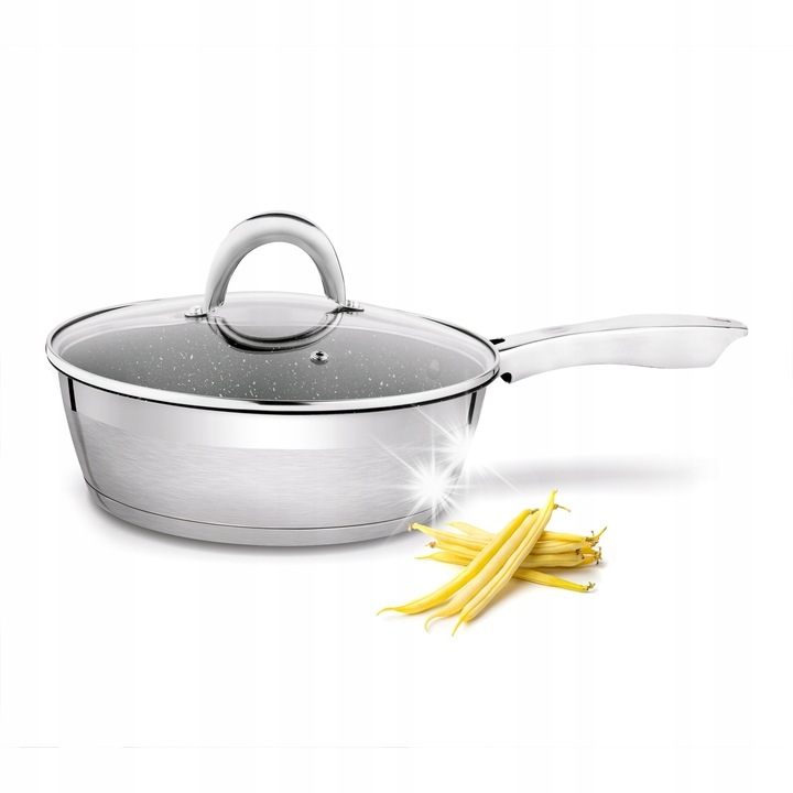 Дълбок тиган с капак Konighoffer Harley 24x8см, неръждаема стомана, незалепващ, сребрист, комплект