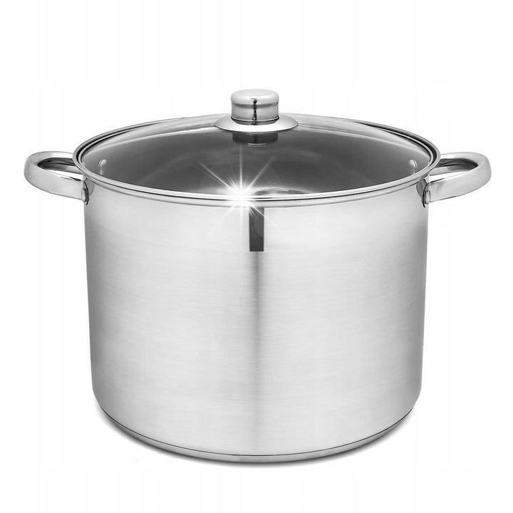 Тенджера Tadar 12L, инокс, 34x24см, със стъклен капак, подходяща за всички източници на топлина