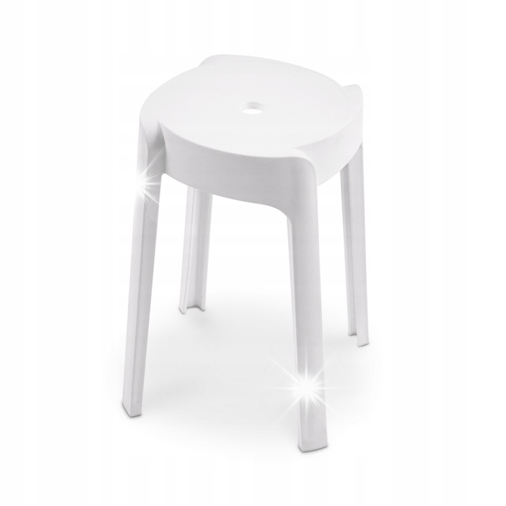 Висок стол, Tadar, пластмасов, бял, 28x28x46см, максимум 120кг