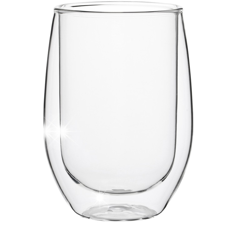 Tadar 6 db-os üveg termopohár készlet, 350ml, 7x12.5cm