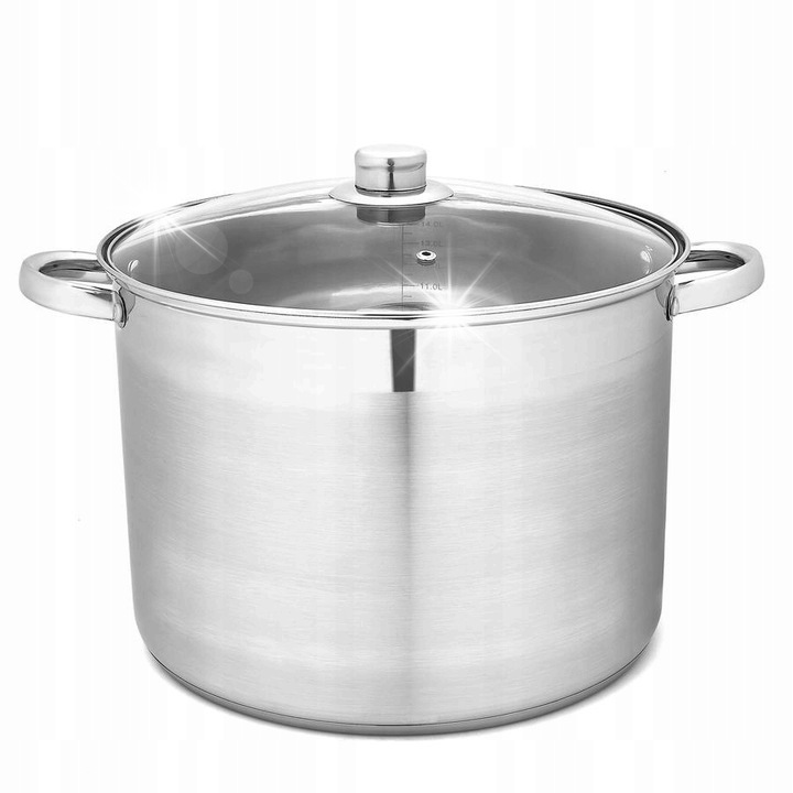 Tadar 20L rozsdamentes acél fazék, üvegfedővel, 34cm átmérőjű, ezüst, 2 darabos készlet