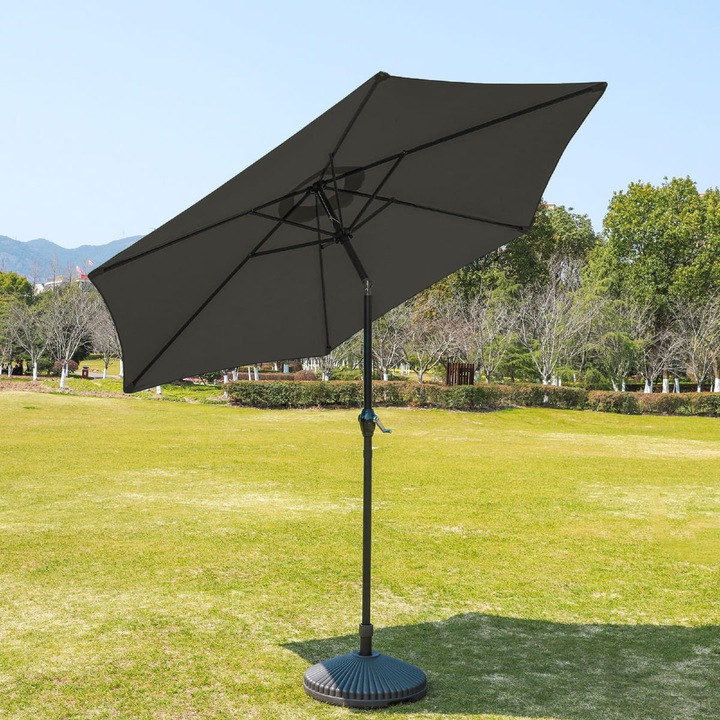 Umbrela de gradina extensibila de 3 m, gri inchis