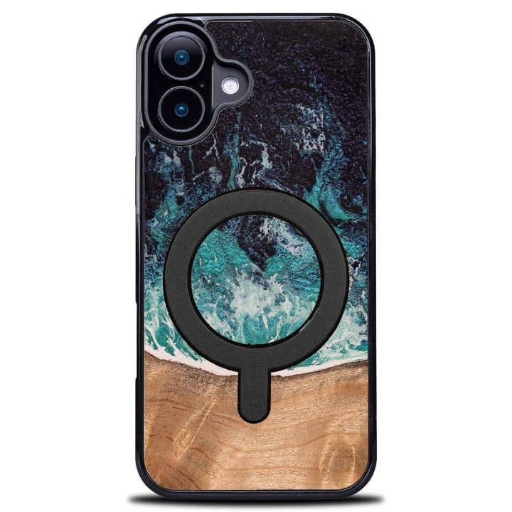 Tok, Bewood Unique - Dream Island Magnet kompatibilis iPhone 16, Kék-Barna