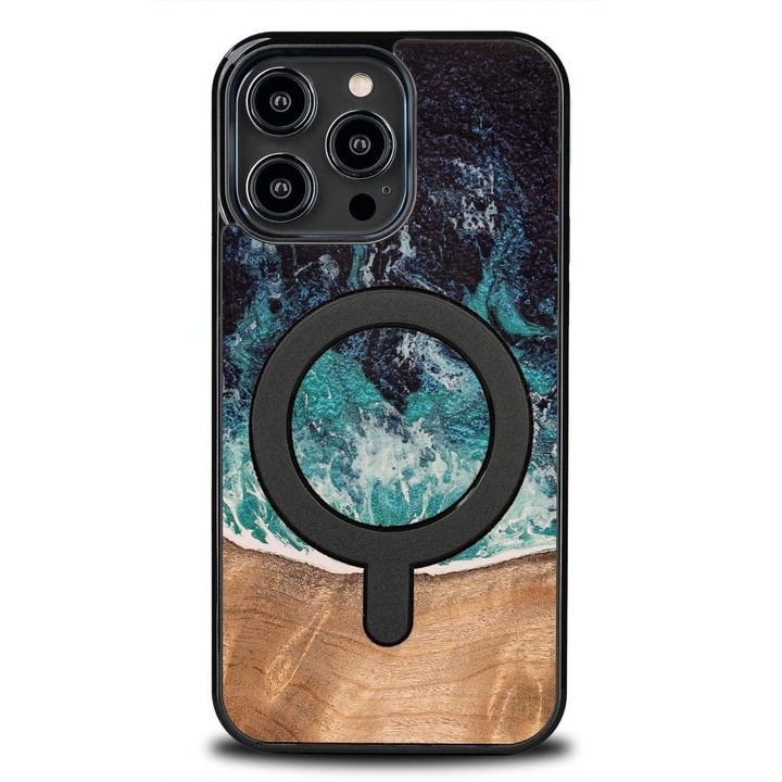 Калъф, Bewood Unique - Dream Island Magnet за iPhone 14 Pro Max, Синьо-Кафяви