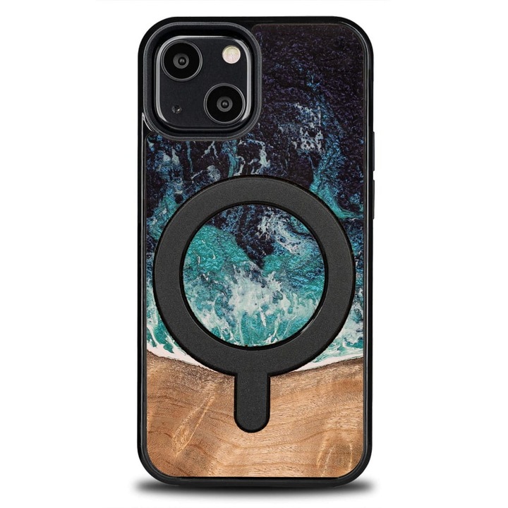 Калъф, Bewood Unique - Dream Island Magnet за iPhone 13 Mini, Синьо-Кафяви